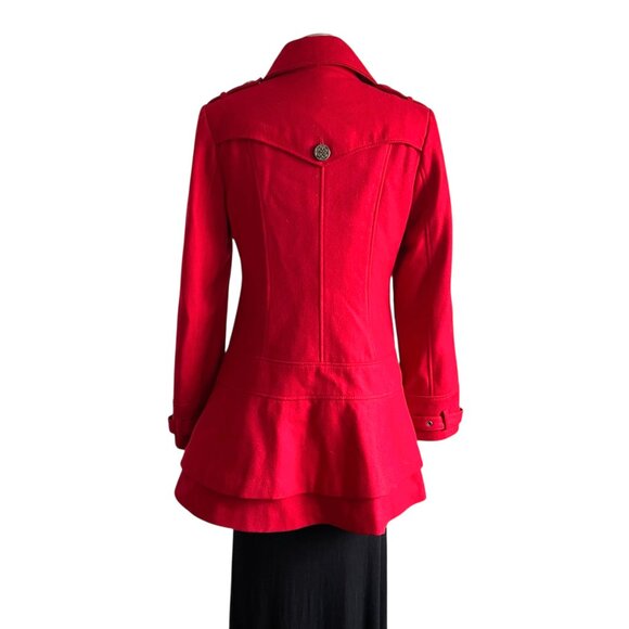 Guess Cherry Red Wool Peacoat Jacket - S - Picture 7 of 10